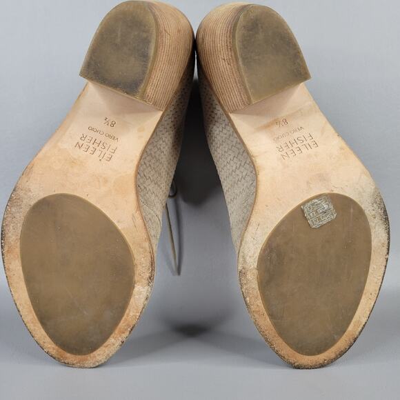 Eileen Fisher Womens Slew Ankle Bootie Peep Toe Lace Up Zip Suede Tan Size 8.5 M - Picture 8 of 11